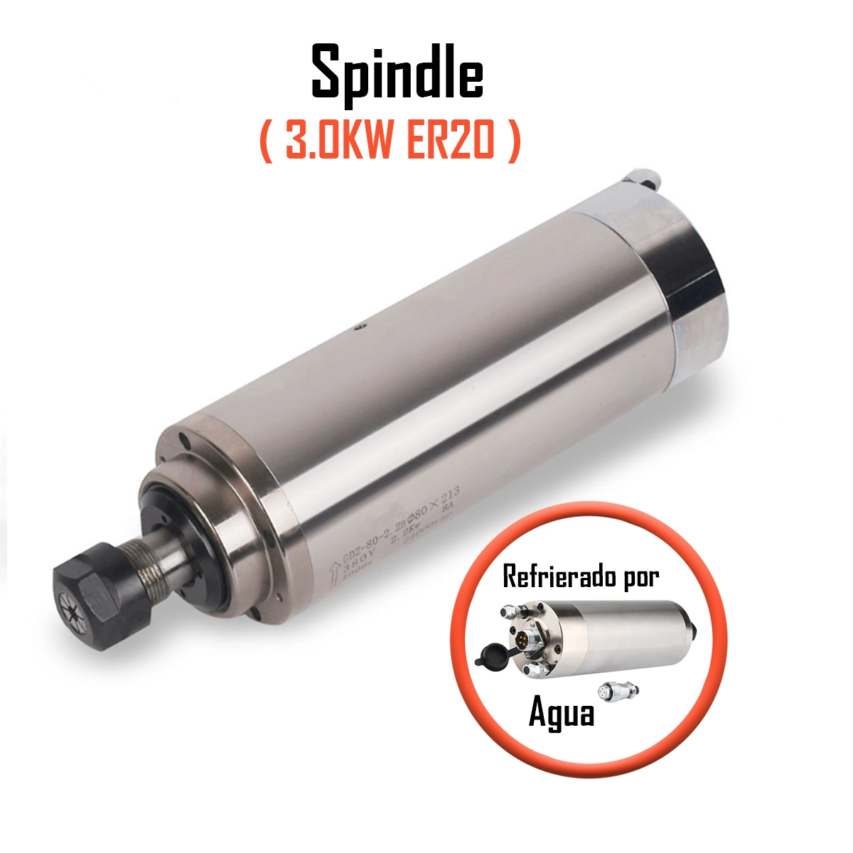 Kit de Spindle Refrigerado por Agua (3.0KW ER20) - Imagen 2