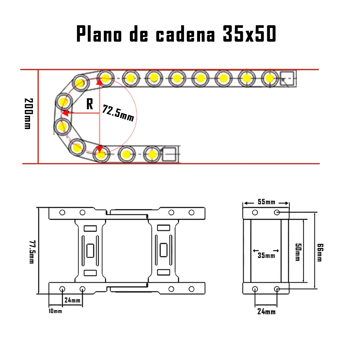 Cadena Portacables 35x50 (1Metro) - Imagen 4