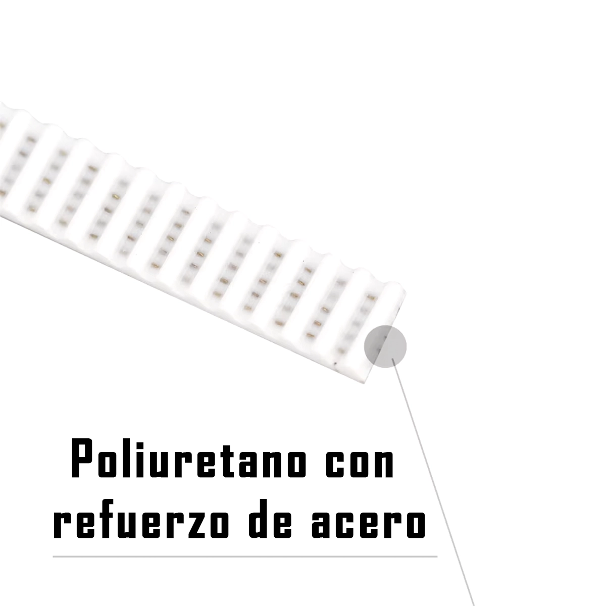 Correa dentada GT2 6mm refuerzo de acero PU - Imagen 4