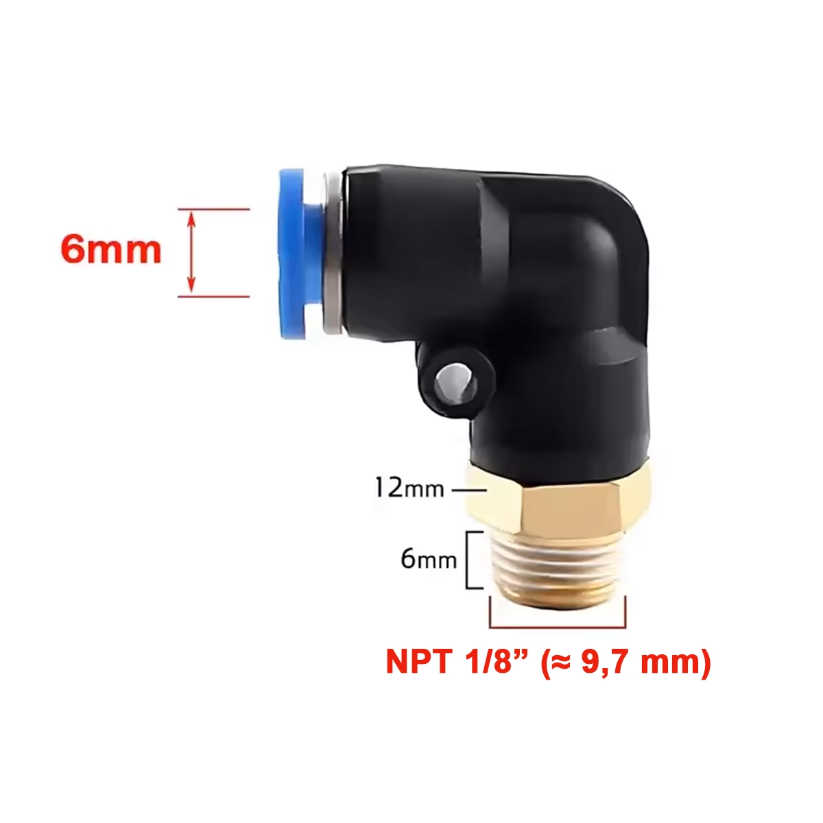 Conector rápido 6mm x 1/8in PL6-01 90Grados (5 UND) - Imagen 2